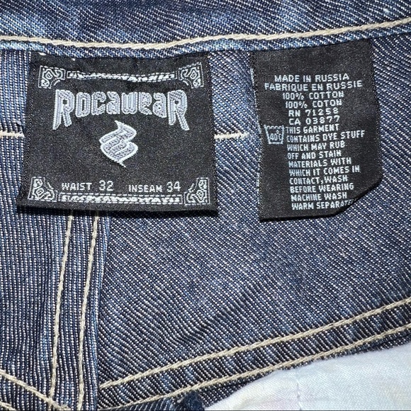Vintage Rocawear Jeans Men 32X34 y2K 90s Dark Wash Hip Hop Carpenter G - Picture 8 of 9